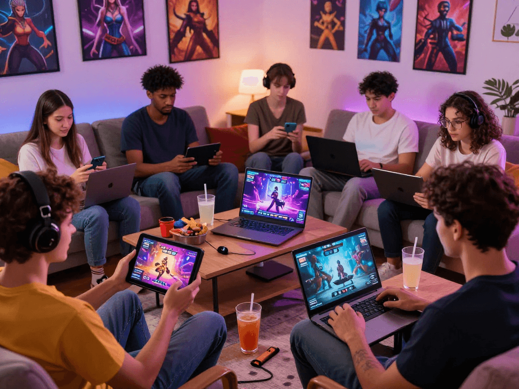 Players engaged in exciting sex games on various devices, showcasing a vibrant online gaming atmosphere.