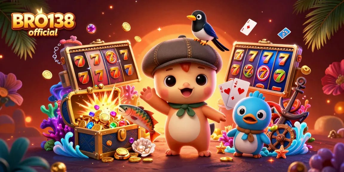 Engage with captivating slot games at BRO138 official, featuring cute Nessie and dazzling treasures.