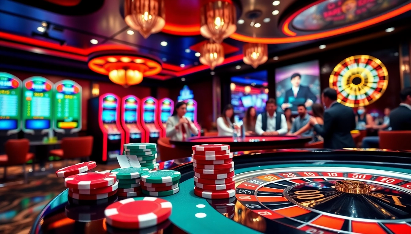 Sbobet platform showcasing vibrant casino atmosphere with engaged players and dynamic betting elements.