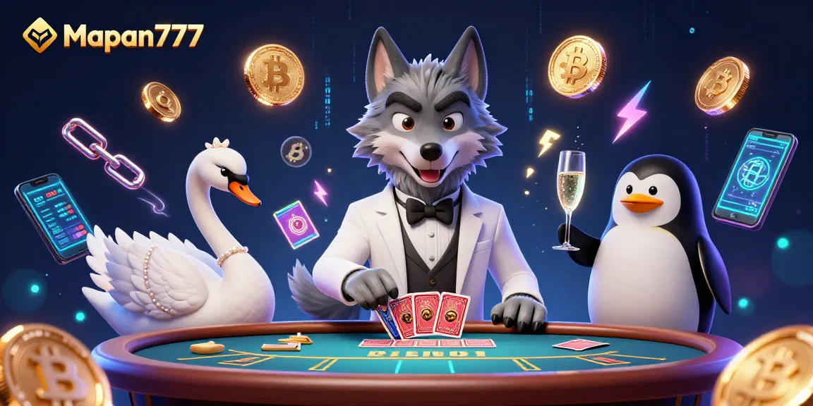 Mapan777 brings exciting gambling experiences to life in a vibrant 3D illustration, showcasing engaging characters.