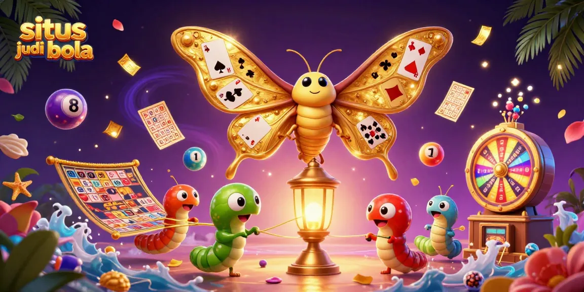 Engage with playful graphics representing situs judi bola, showcasing vibrant gambling elements and lottery fun.