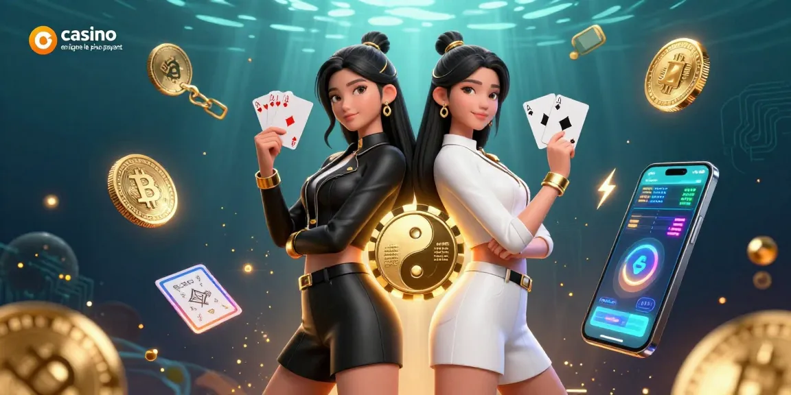 Explorez les dynamiques de jeu vibrantes au ‘casino en ligne le plus payant’ avec deux femmes asiatiques présentant des cartes à jouer.