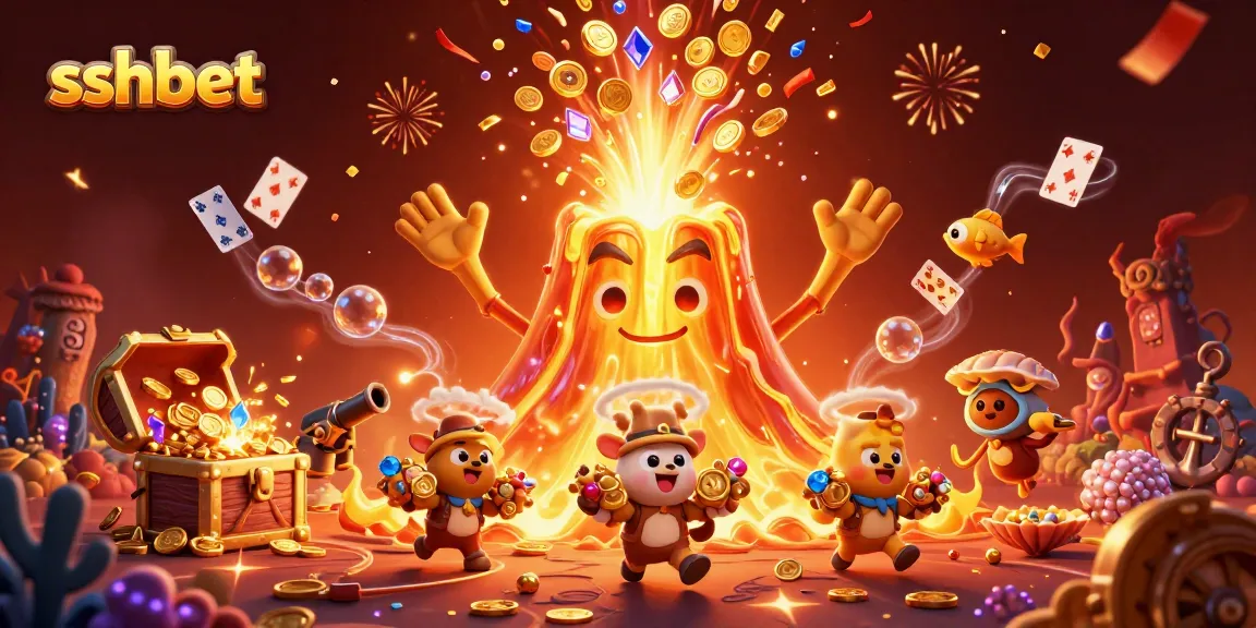 Experience thrilling gameplay at sshbet with a lively scene of golden treasures and cartoon characters.