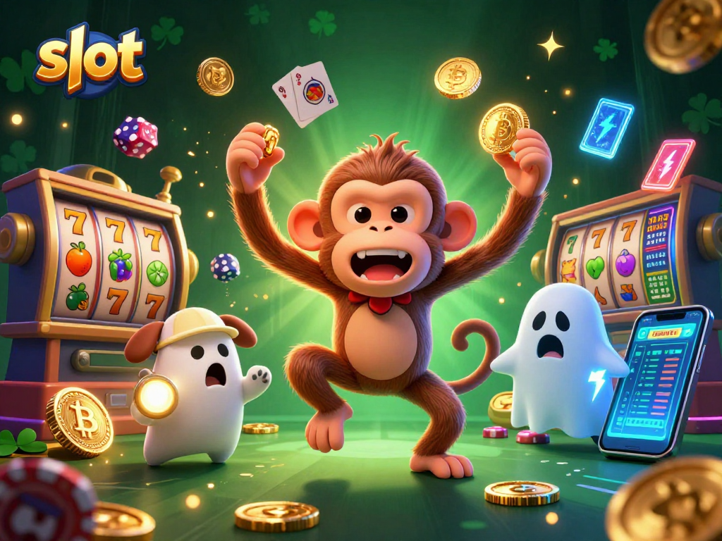 Engage with exciting slot games featuring a mischievous monkey juggling coins and a curious puppy hunting for treasures.