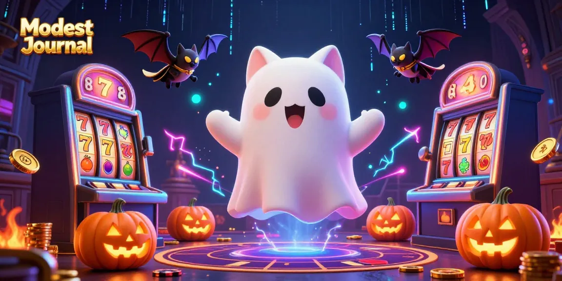 Experience thrilling wins at Modest Journal's haunted casino with a ghost cat and vampire bat.