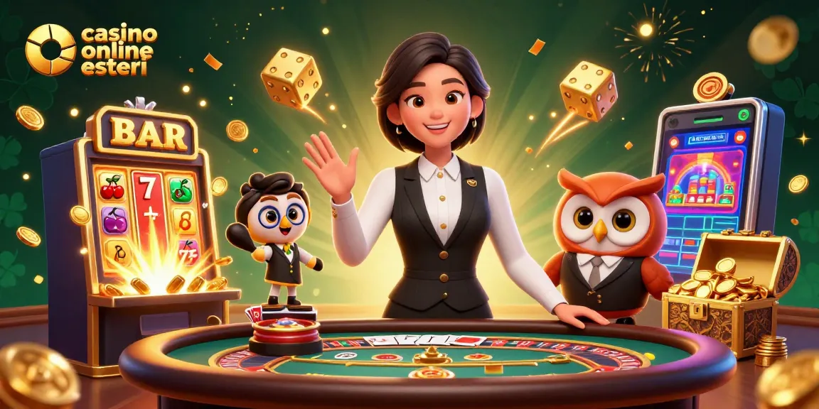 Interagisci con i casino online esteri attraverso una scena vivace di croupier e giochi.