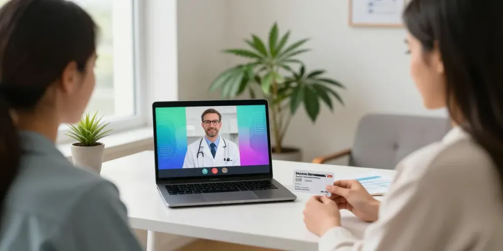 Patient engaging in a telehealth consultation to get medical marijuana card.