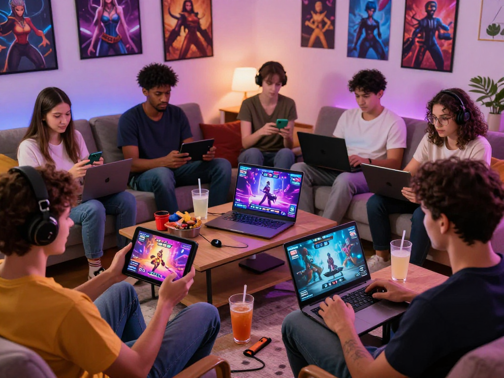 Players engaged in exciting sex games on various devices, showcasing a vibrant online gaming atmosphere.