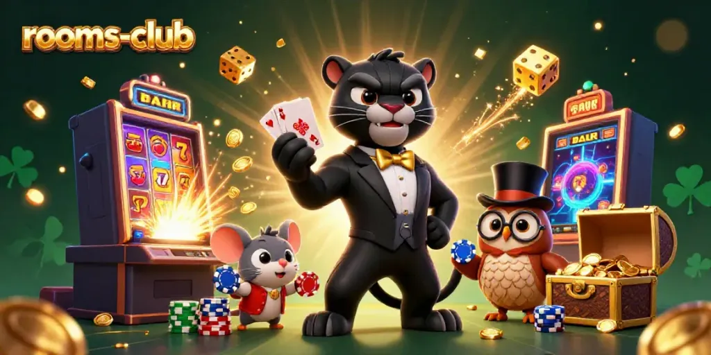 Permainan kartu di rooms-club, panther dan owl menambah keseruan dalam suasana kasino.
