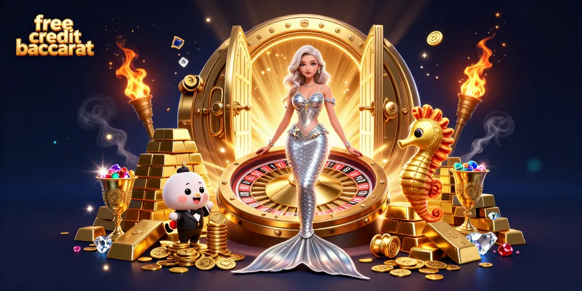 Experience free credit baccarat in an exciting, vibrant 3D casino scene filled with treasures.
