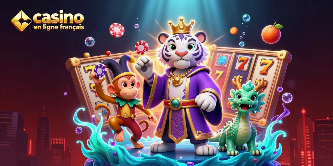Découvrez les jeux captivants du casino en ligne français avec un tigre, un singe et un dragon en action.