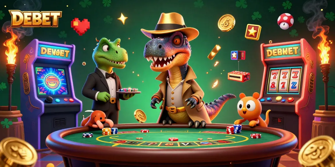 Experience thrilling DEBET action as characters engage in a lively blackjack scene packed with casino features.