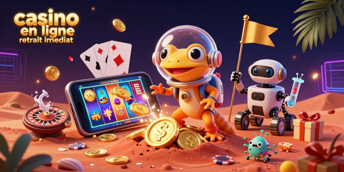 Gagnez avec le casino en ligne retrait immédiat tout en jouant sur votre smartphone entouré de gains en or.