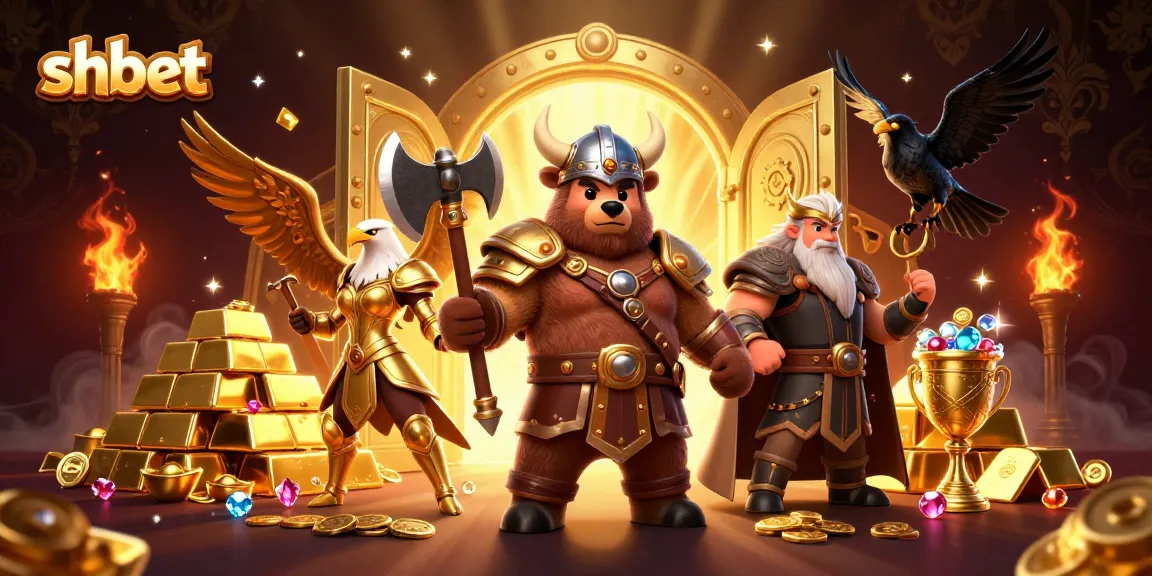 Experience thrilling shbet gameplay with Viking berserker and Valkyrie in a rich 3D casino scene.