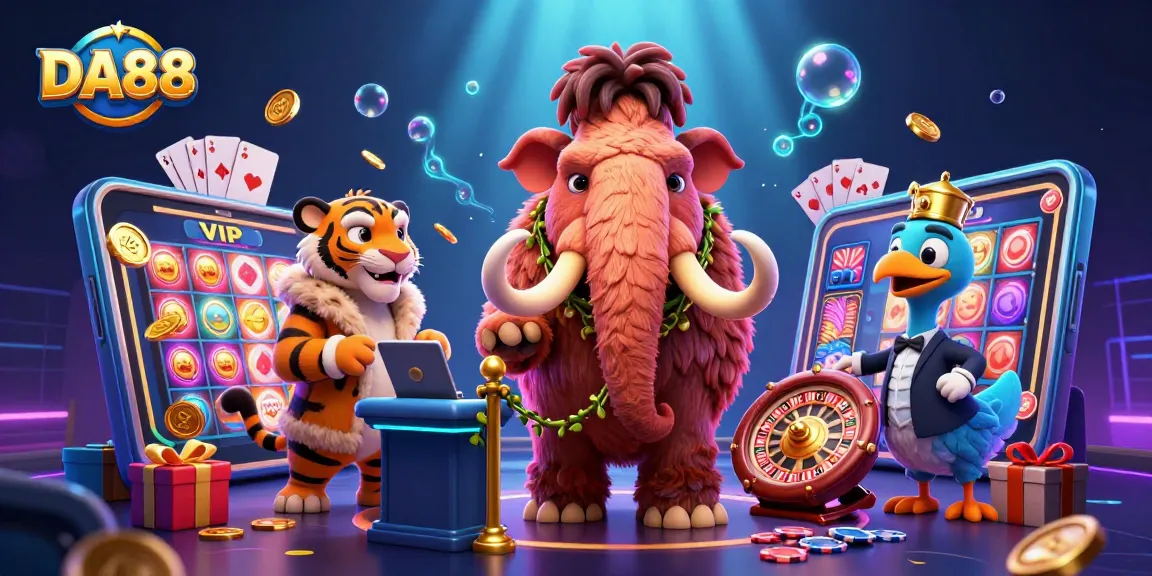 Experience dynamic gaming at DA88 with a cartoon mammoth bouncer and roaring VIP action.