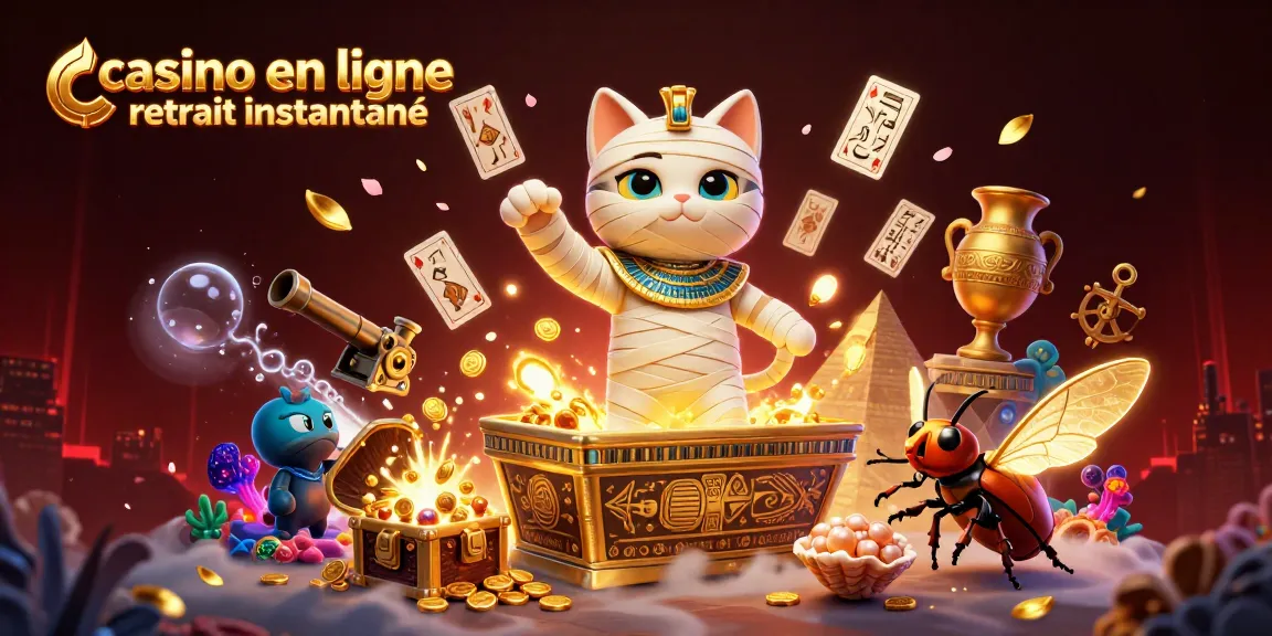 Casino en ligne retrait instantané avec des gains instantanés entourés d'une ambiance dynamique et colorée.
