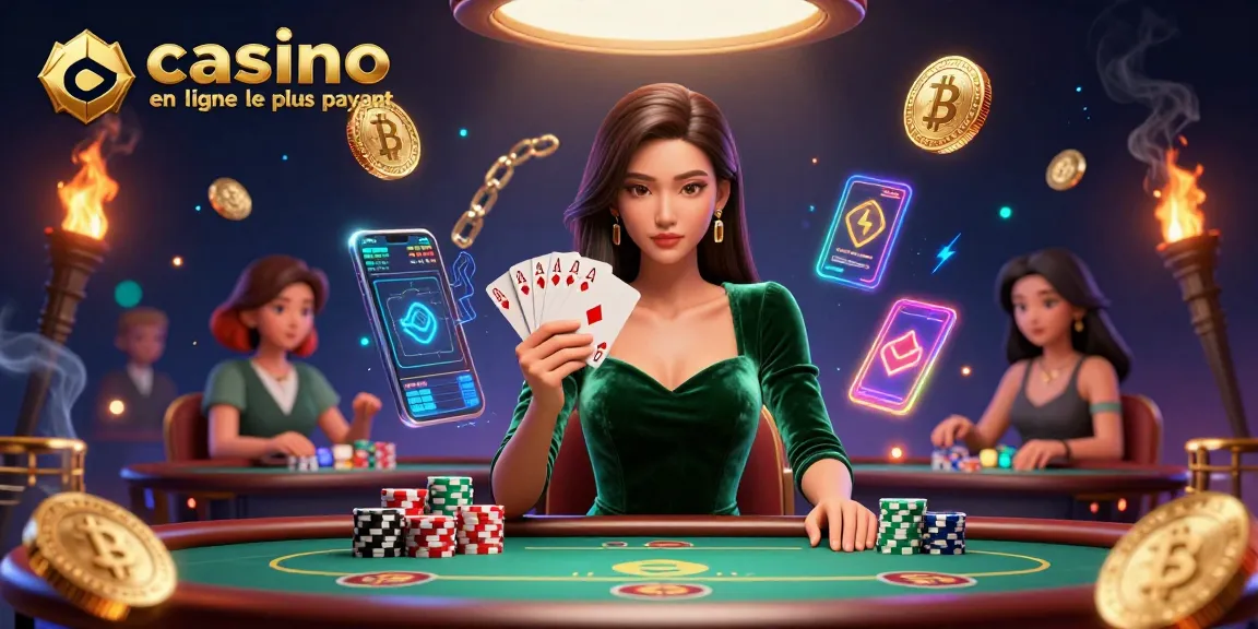 Vivez une expérience de jeu de premier plan au casino en ligne le plus payant avec une joueuse de poker stratégique montrant ses compétences.