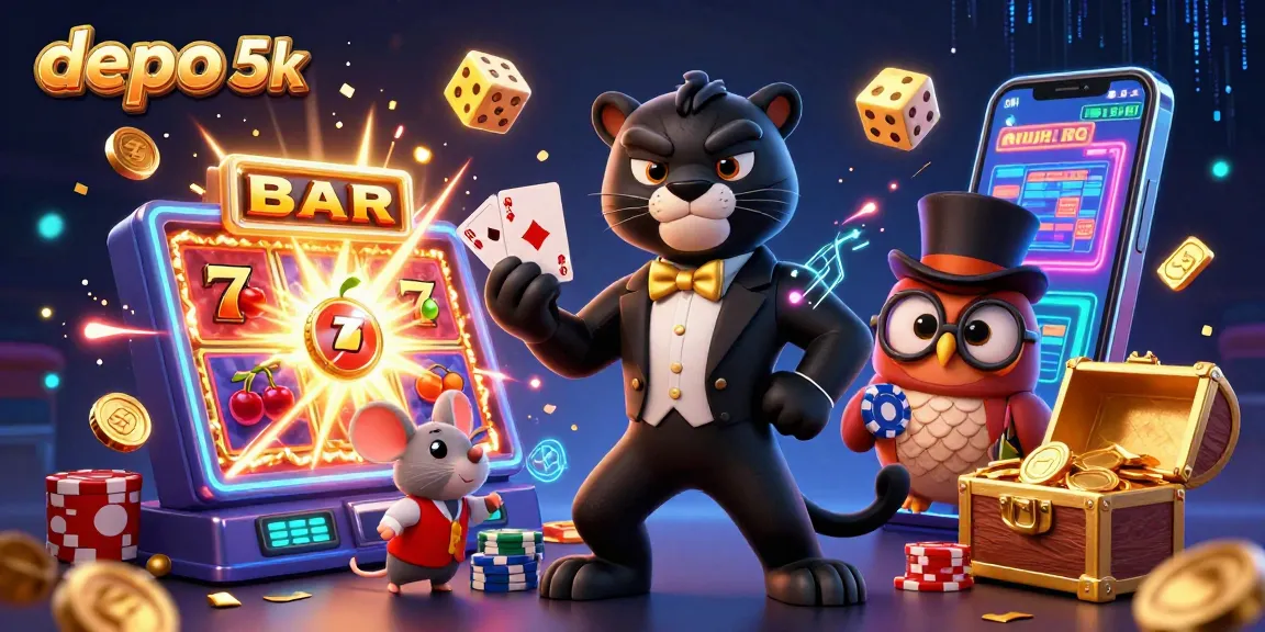 Engage in thrilling gioc di casino with depo 5k as panther deals cards amidst jackpot excitement.