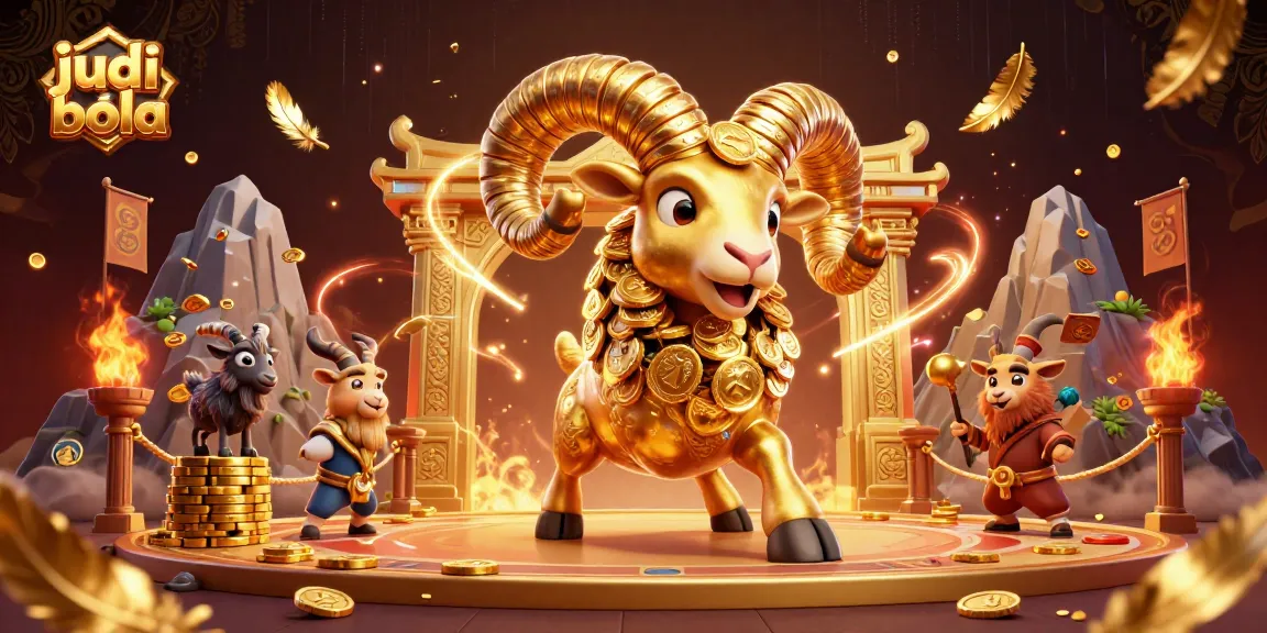 Engage in judi bola action with a golden ram charging through a lavish casino scene!