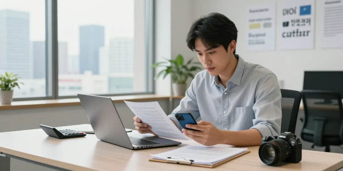 Young professional reviewing 소액결제현금화 services in a bright modern office.