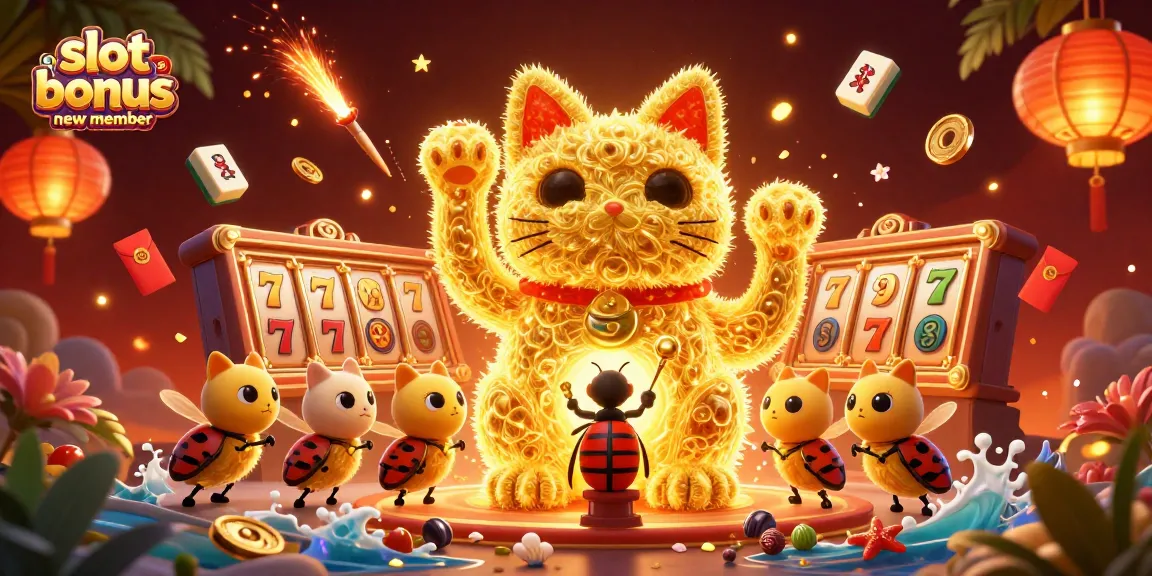 Capture winning moments with the slot bonus new member in a vibrant 3D casino scene.