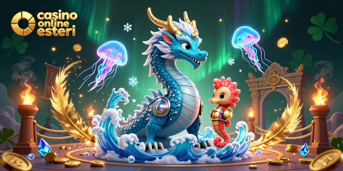 Scommetti su casino online esteri con un'illustrazione di un drago, un cavaliere e una medusa in una scena vibrante.