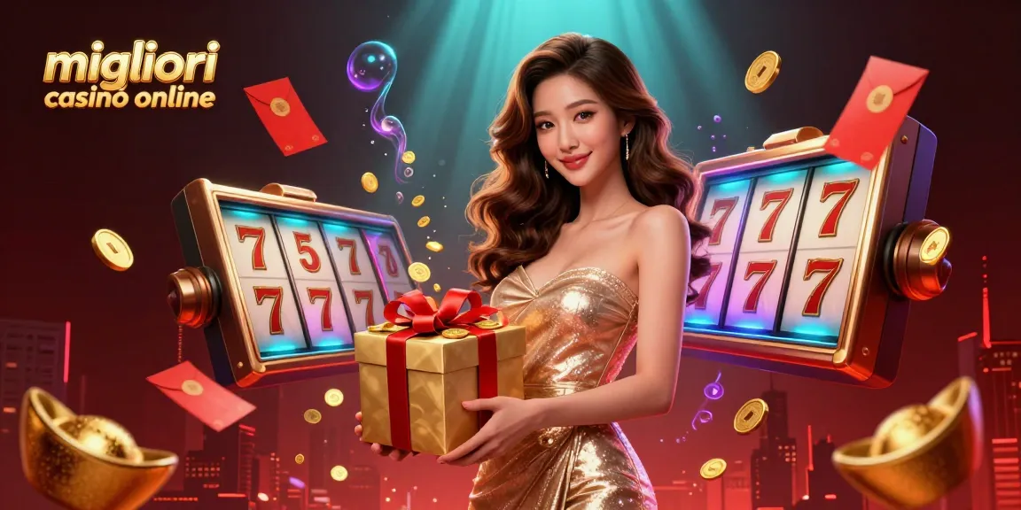Scopri il meglio dei migliori casinò online con elementi festivi del casinò e vivaci effetti dorati.