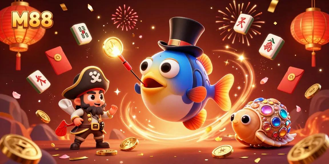 M88 attracts lucky coins with a captivating underwater scene featuring an anglerfish, pirate shrimp, and gem-shell snail.