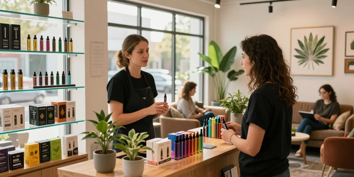 Muha Med products showcased in a modern cannabis retail environment with customers exploring options.
