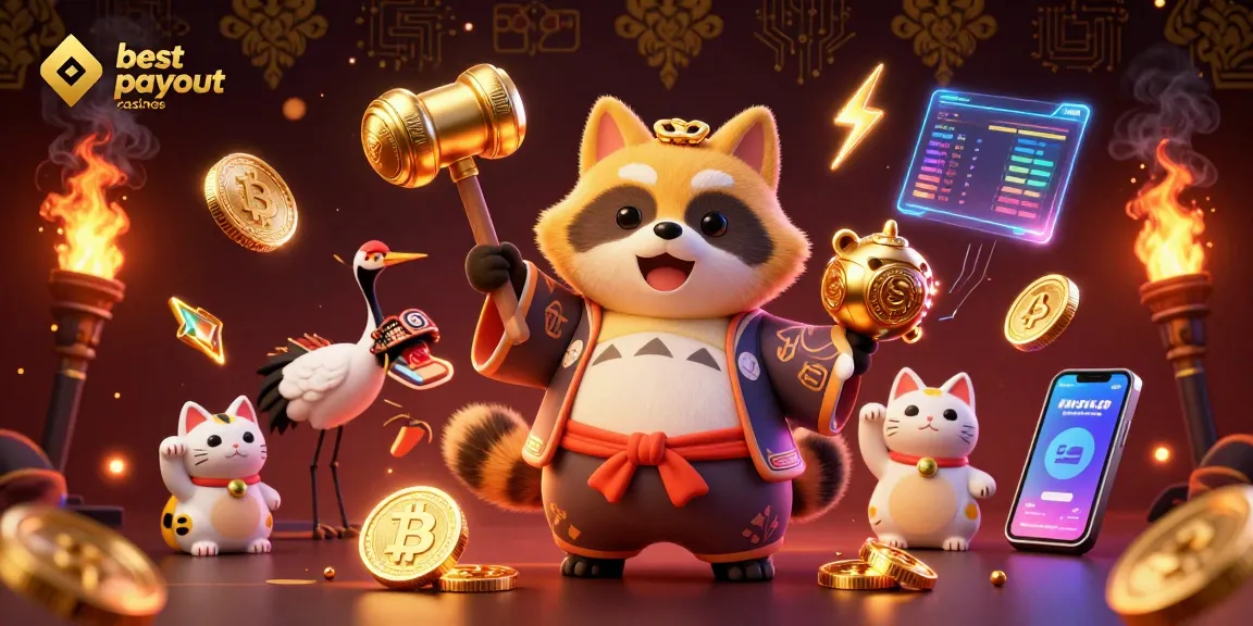 Experience the best payout casinos with vibrant characters and crypto elements in an engaging illustration.
