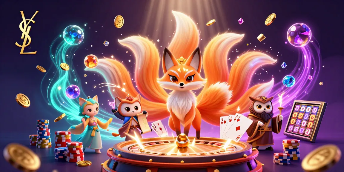 Experience vibrant ysl gaming with a colorful nine-tailed fox and casino excitement.