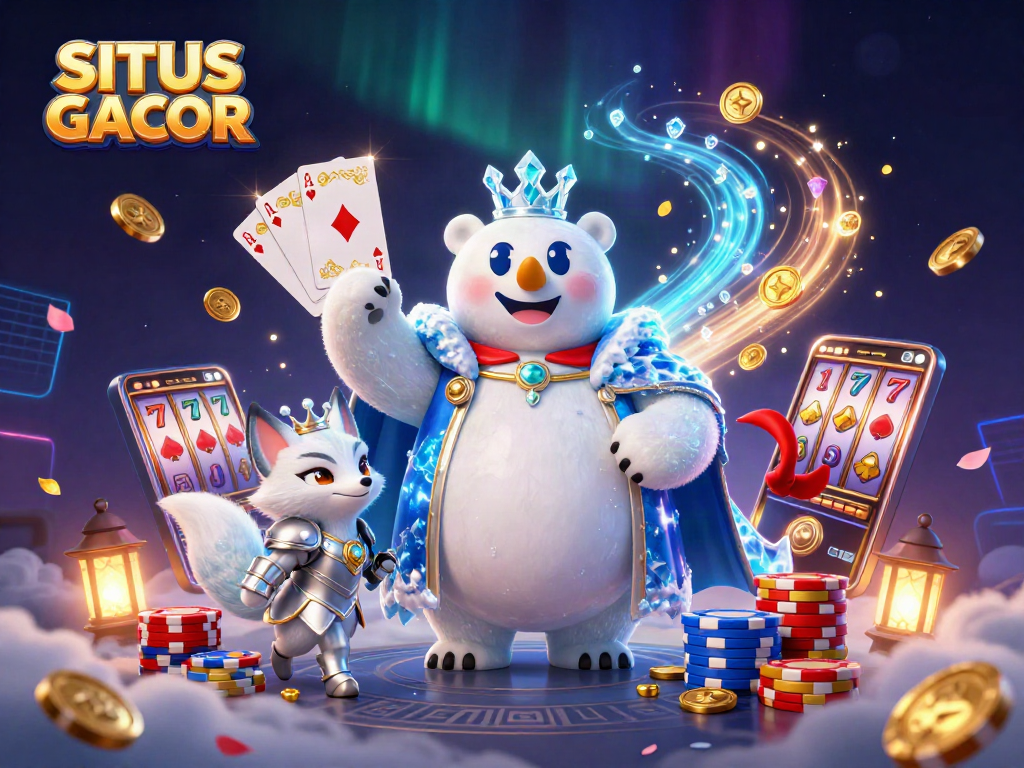 Spin to win in SITUS GACOR with vibrant casino elements, royal characters, and dynamic energy.