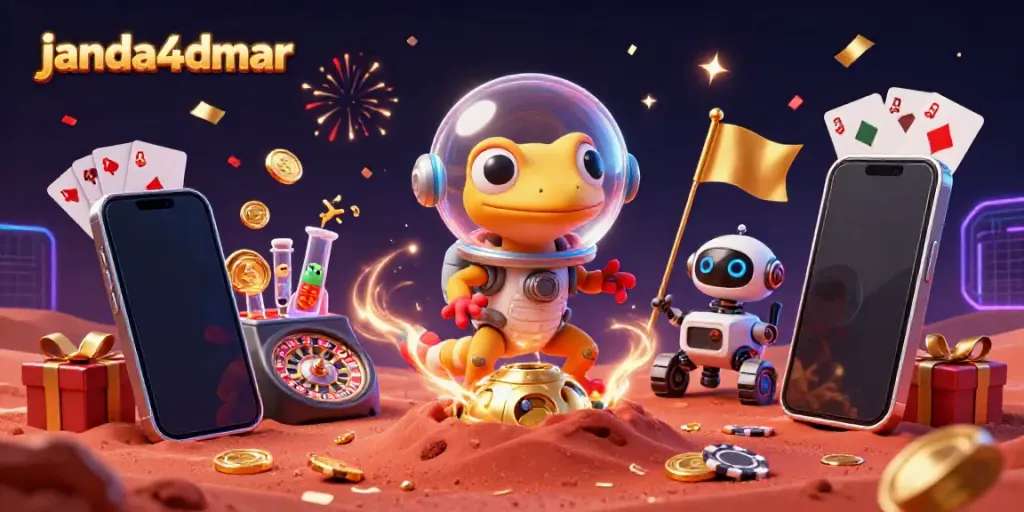 JANDA4D menghadirkan pengalaman kasino dengan karakter unik di Mars, sambil merayakan kemenangan.