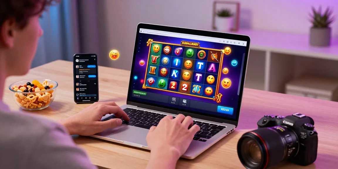 Kudaliar89 platform slot online dengan grafis cerah dan pengguna menikmati permainan di laptop.