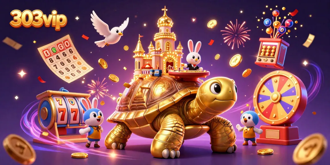 Experience the excitement of 303vip, featuring a vibrant casino scene with dynamic game elements.