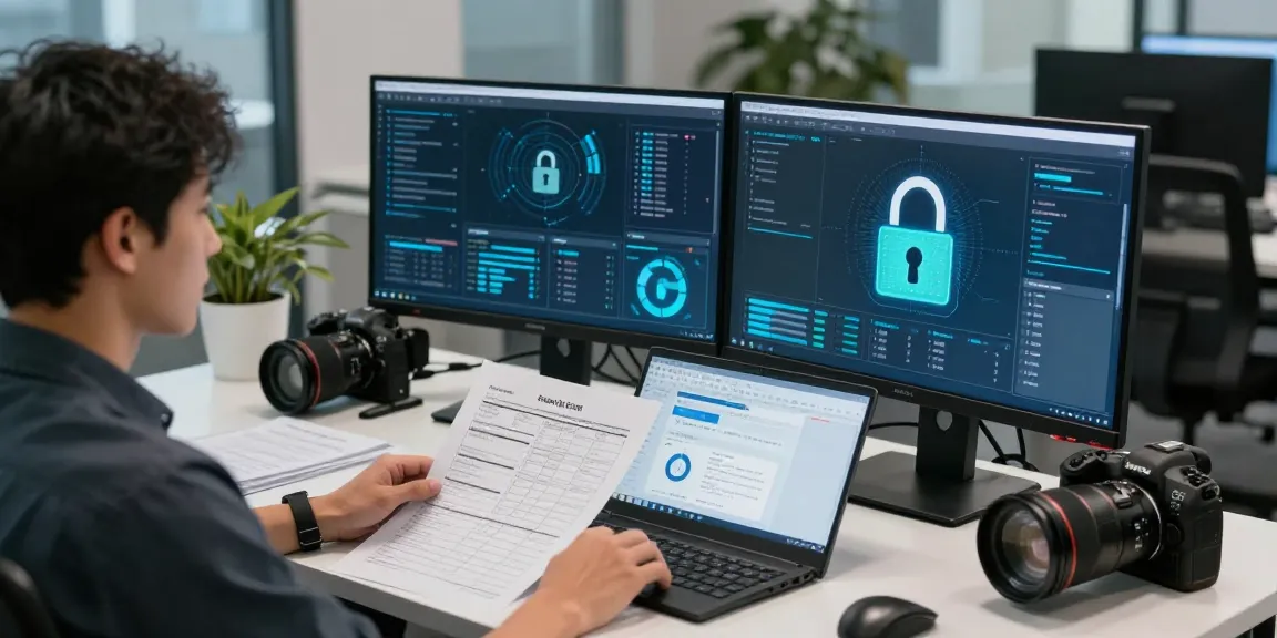 In-depth security analysis at https://shs-dome5.com/ showcasing a modern tech workspace with multiple monitors and security check documents.