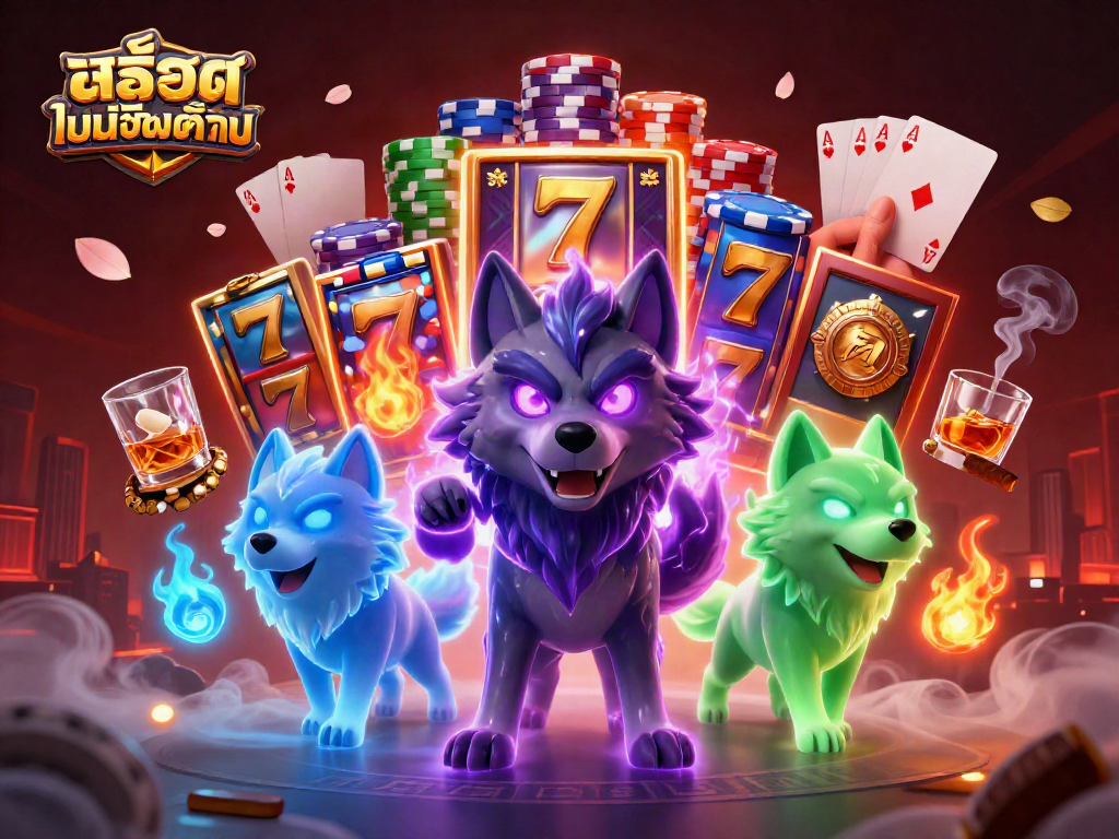 Play สล็อตไม่มีขั้นต่ำ with engaging slot reels and vibrant casino elements in this dynamic 3D illustration.