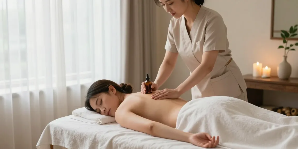 Experience 남양주출장마사지 with a tranquil home spa scene showcasing a professional massage therapist at work in a soothing environment.