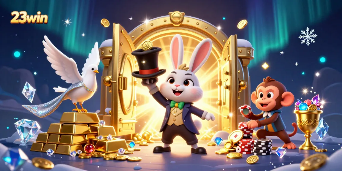 Experience the magic of 23win with enchanting casino elements and vibrant characters