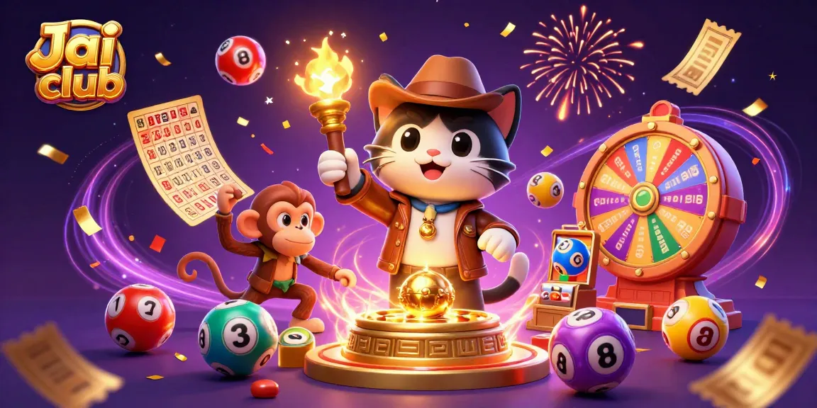 Engage with Jai club's thrilling adventures through vibrant illustrated lottery games and casino artifacts.