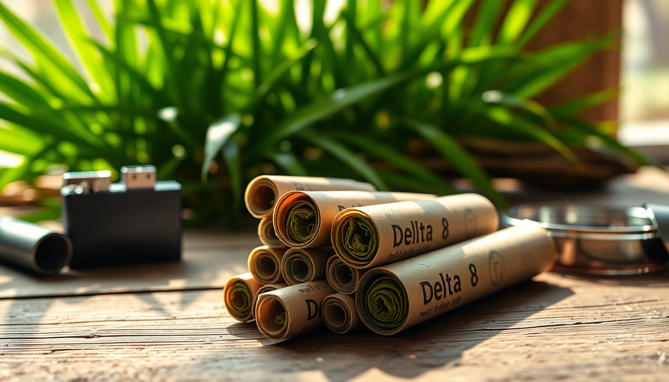 Experience delta 8 prerolls expertly arranged for a calming enjoyment on a rustic table.