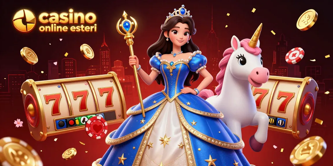 Partecipa a giochi vivaci con il casino online esteri, con una donna regale e un unicorno tra elementi da casinò dinamici.