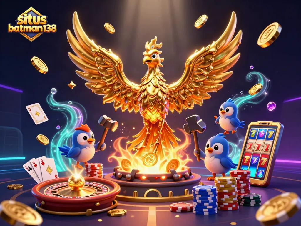 Menggali keseruan di situs batman138 dengan phoenix emas dan koin bersinar berterbangan.