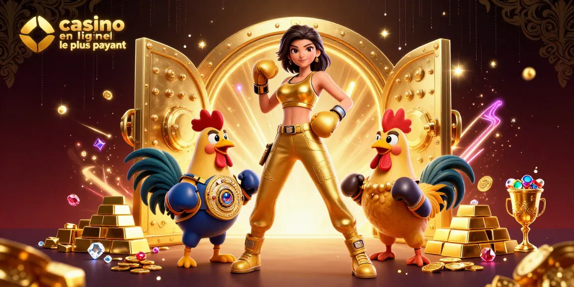 Gagner au casino en ligne le plus payant met en avant une femme puissante et un coq symbolisant la victoire.