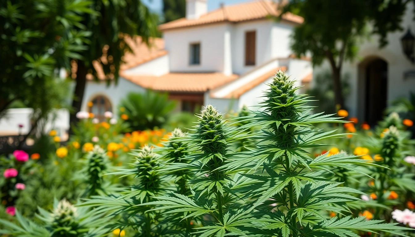 Découvrez la légalité du cannabis légal espagne à travers une exposition de plants sains dans un jardin.