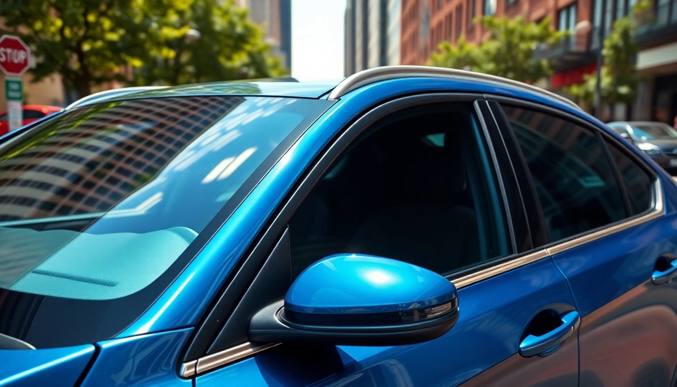 View of a stylish vehicle with the best window tint Chattanooga TN in a lively Chattanooga street.