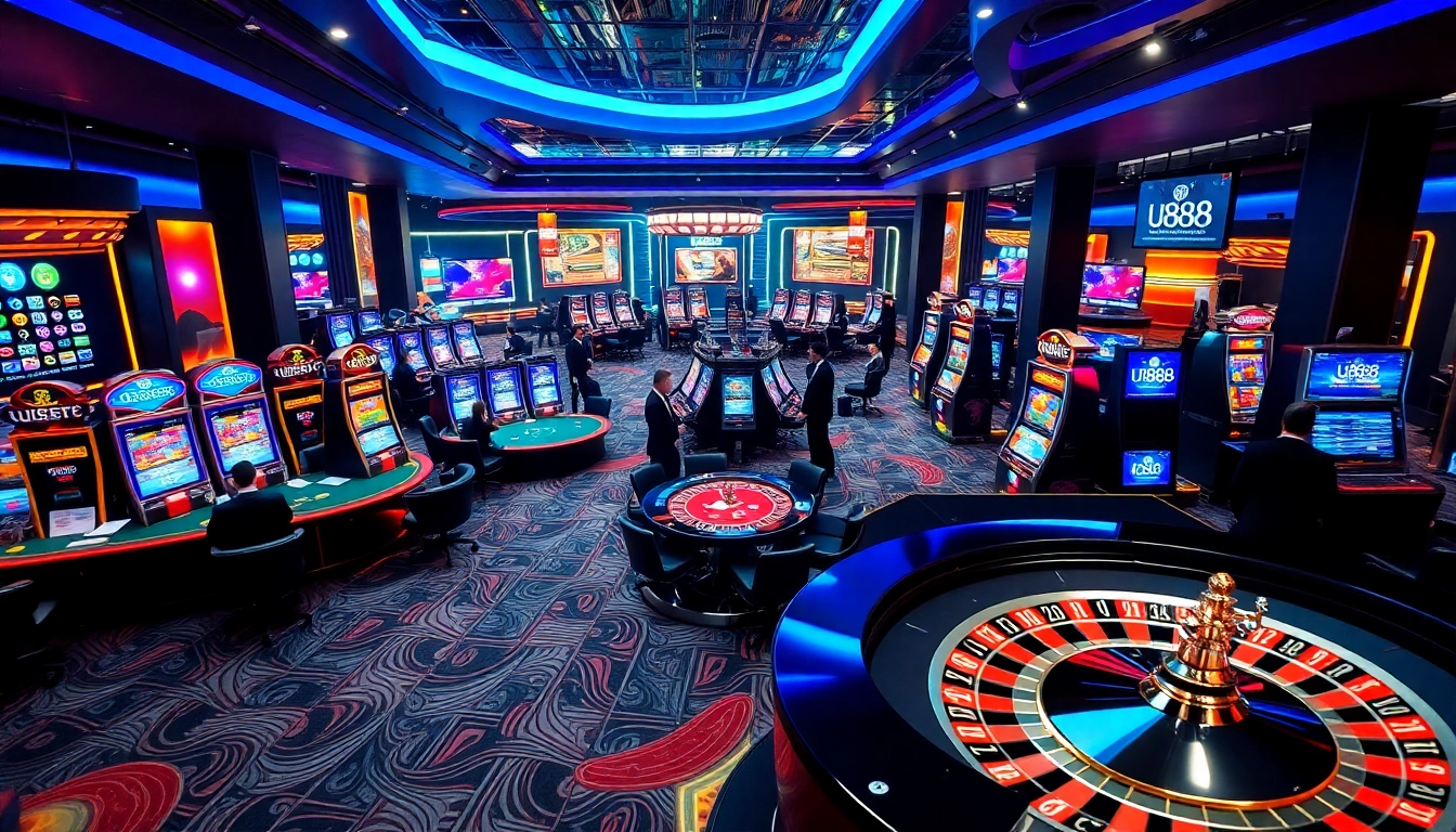 Experience the thrill of U888 at a luxurious casino table with vibrant gameplay.