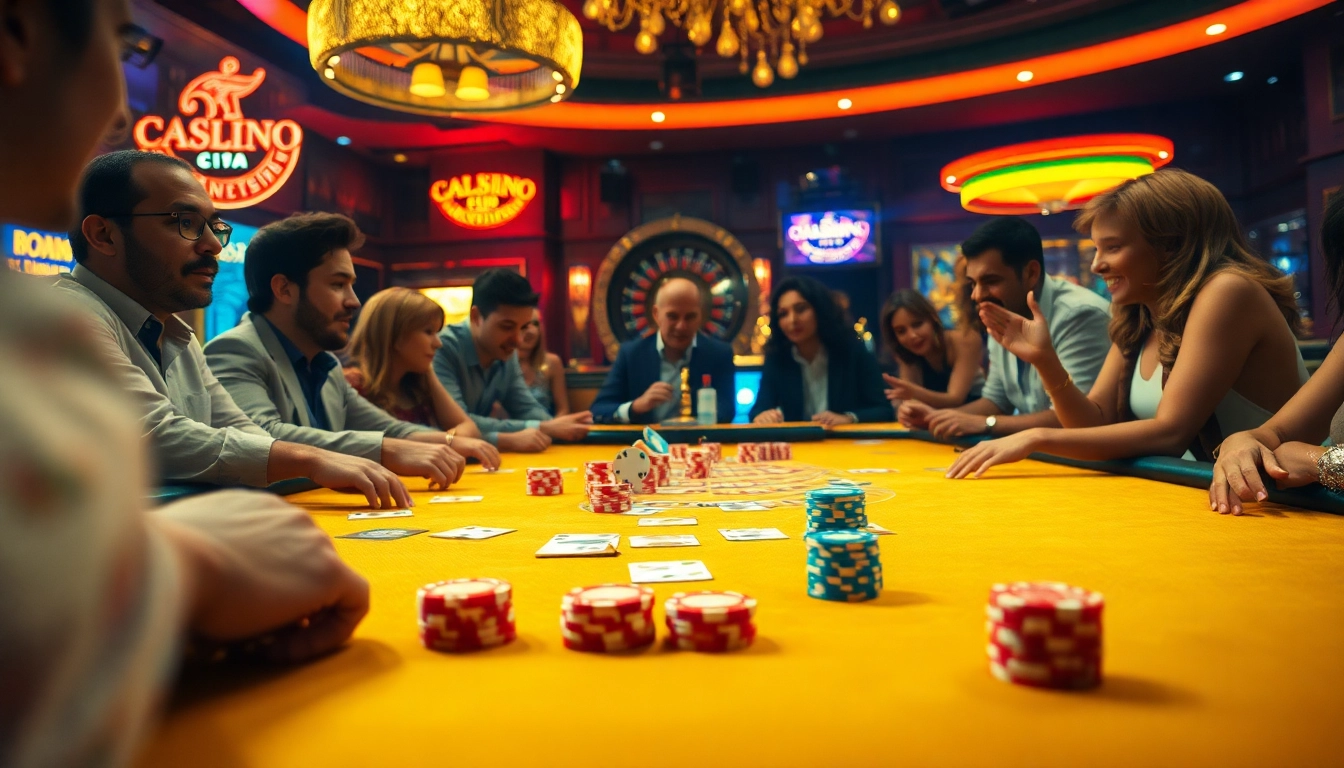 เล่น PlayMe8 บนโต๊ะคาสิโนที่ร้อนแรงและน่าตื่นเต้น มีผู้เล่นอยู่รอบๆ